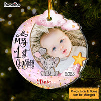 Personalized Baby's First Christmas Animal Upload Photo 2 Layered Mix Ornament 30117 thumb 1
