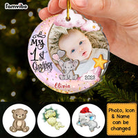 Personalized Baby's First Christmas Animal Upload Photo 2 Layered Mix Ornament 30117 thumb 1