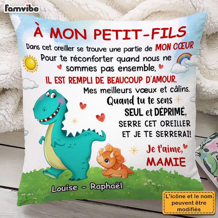 Personalized Gift For Grandson French Dinosaur Pillow 30122 1