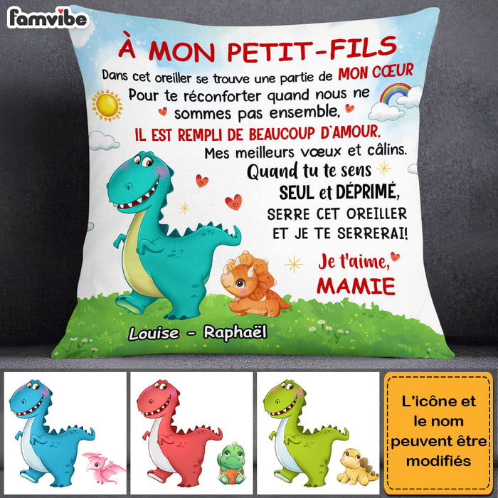 Personalized Gift For Grandson French Dinosaur Pillow 30122 1