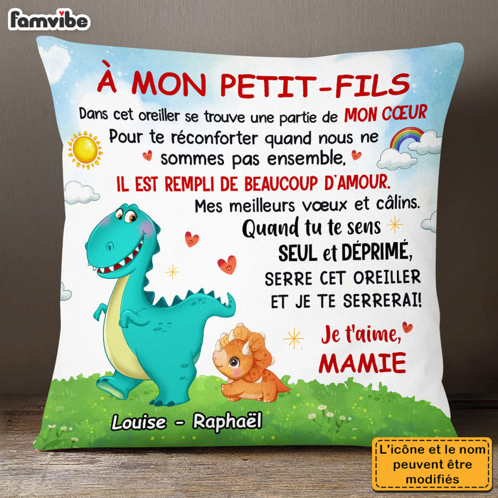 Personalized Gift For Grandson French Dinosaur Pillow 30122 1