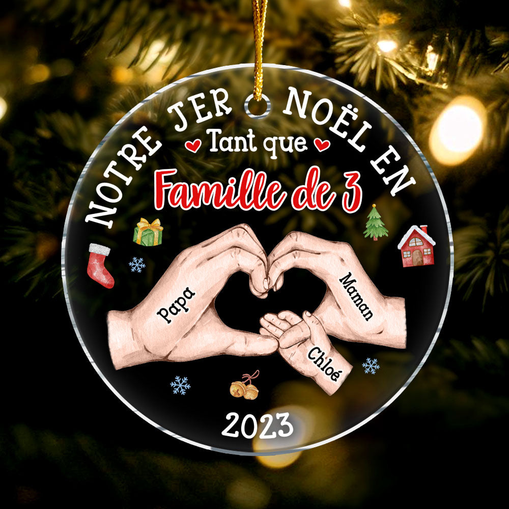 Personalized Gift For Family First Christmas French Circle Ornament 30125 Primary Mockup