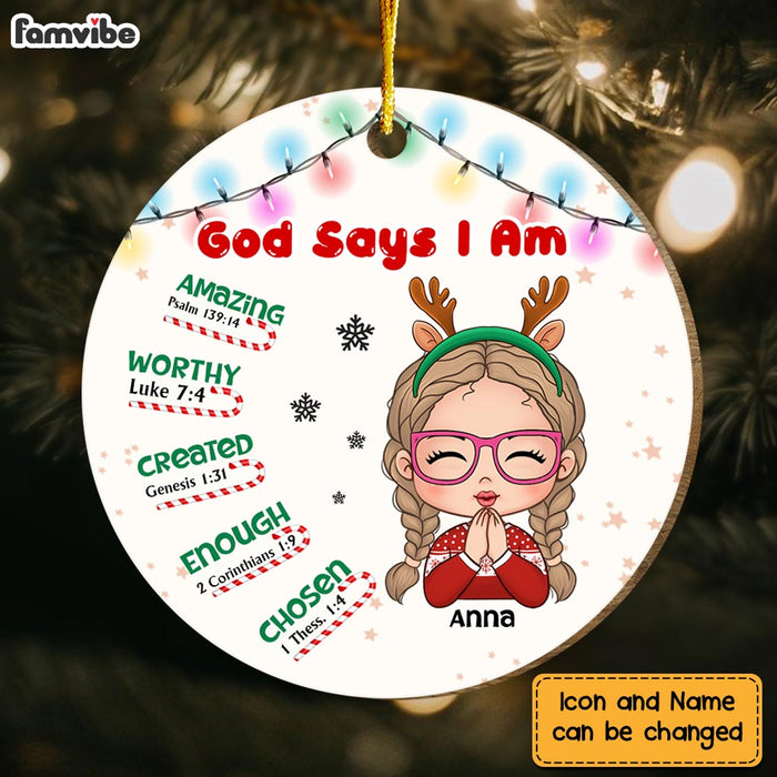 Personalized Gift For Granddaughter God Says I Am Circle Ornament 30126 1
