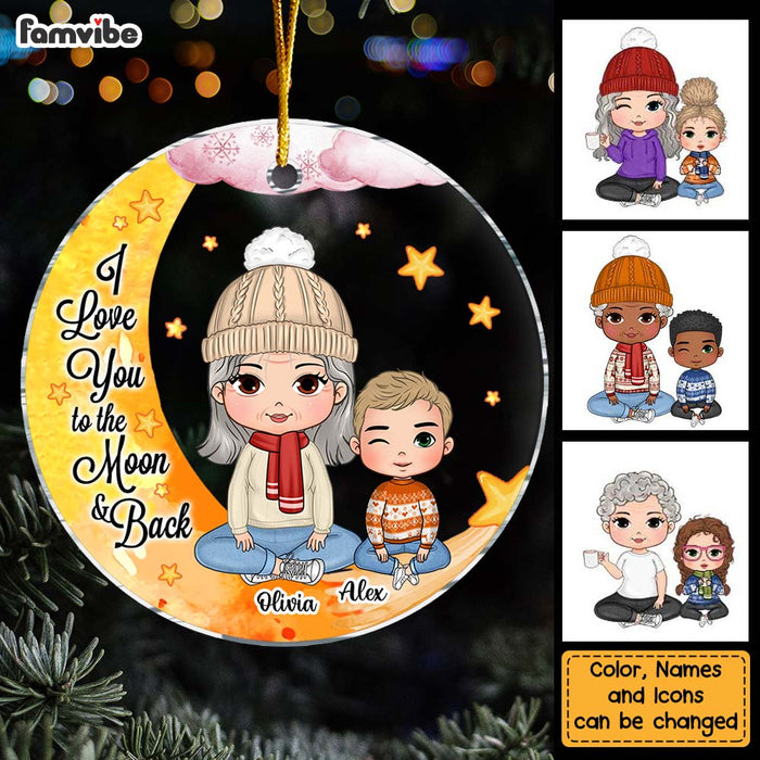 Personalized Gift For Grandson Love You To The Moon And Back Christmas Circle Ornament 30150 1