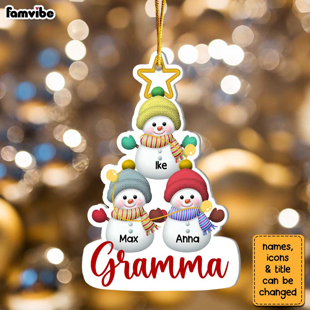 Personalized Gift For Grandma Snowman Kids Christmas Tree Ornament 30175 Primary Mockup