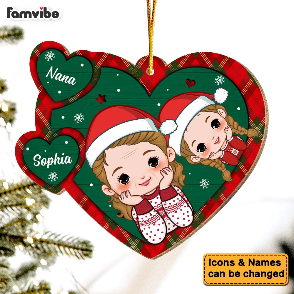 Personalized Christmas Gift Grandma And Grandkid Ornament 30180 Primary Mockup
