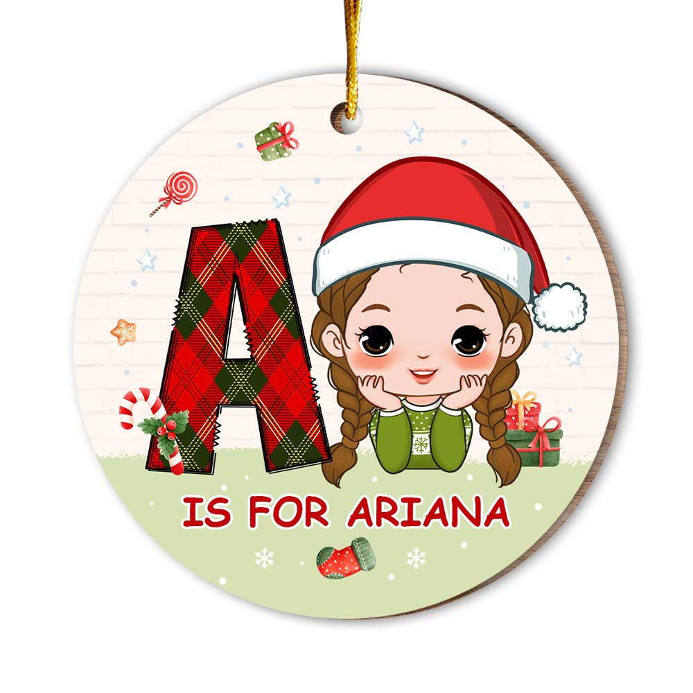 Personalized Christmas Gift For Family Kid Initials Circle Ornament 30184 Primary Mockup