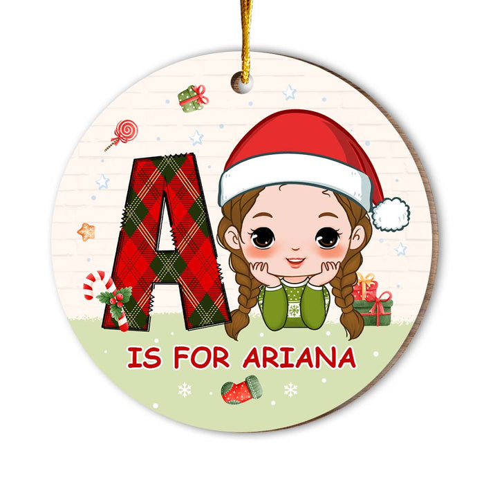 Personalized Christmas Gift For Family Kid Initials Circle Ornament 30184 1