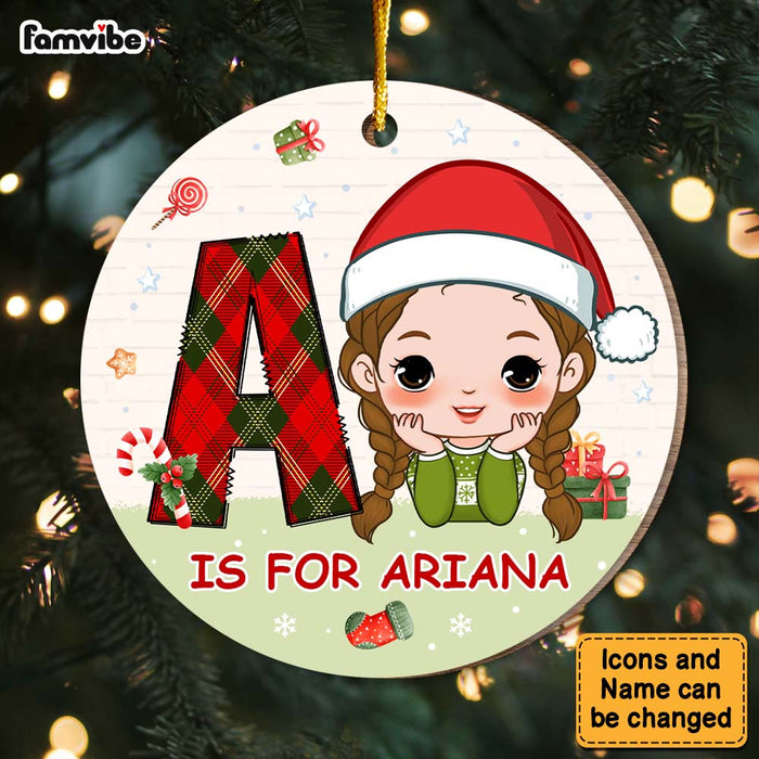 Personalized Christmas Gift For Family Kid Initials Circle Ornament 30184 1