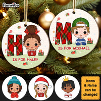 Personalized Christmas Gift For Family Kid Initials Circle Ornament 30184 thumb 1