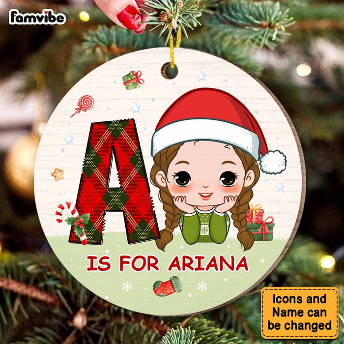 Personalized Christmas Gift For Family Kid Initials Circle Ornament 30184 1