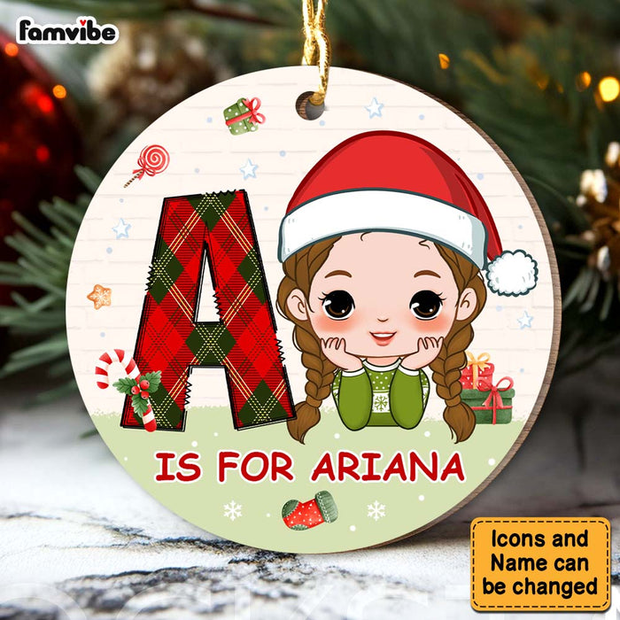 Personalized Christmas Gift For Family Kid Initials Circle Ornament 30184 1