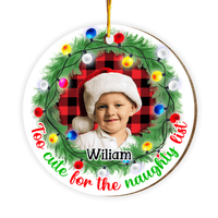 Personalized Gift For Grandkid Too Cute For The Naughty List Circle Ornament 30185 thumb 1