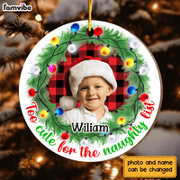 Personalized Gift For Grandkid Too Cute For The Naughty List Circle Ornament 30185 thumb 1