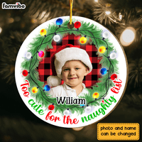 Personalized Gift For Grandkid Too Cute For The Naughty List Circle Ornament 30185 thumb 1
