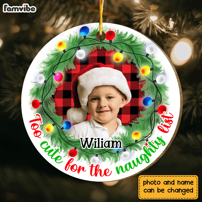 Personalized Gift For Grandkid Too Cute For The Naughty List Circle Ornament 30185 1