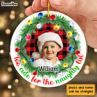Personalized Gift For Grandkid Too Cute For The Naughty List Circle Ornament 30185 thumb 1