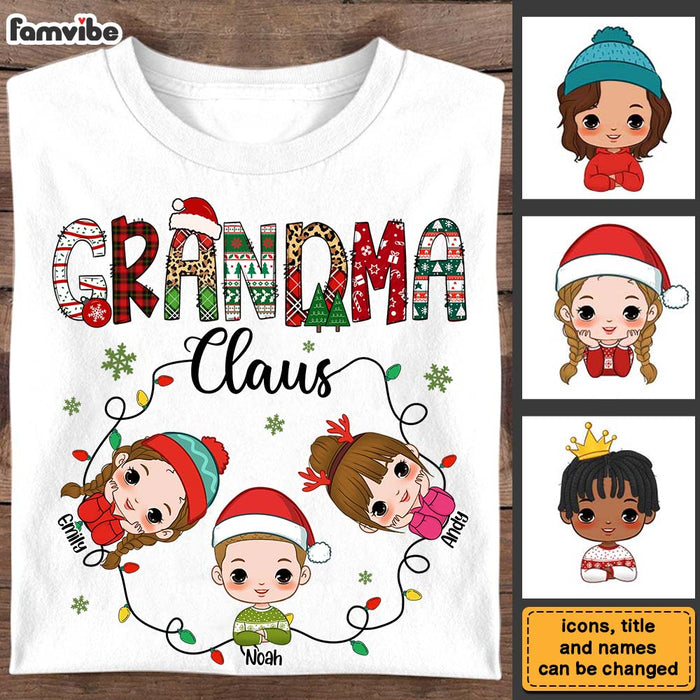 Personalized Grandma Claus With Grandkids Shirt - Hoodie - Sweatshirt 30186 1