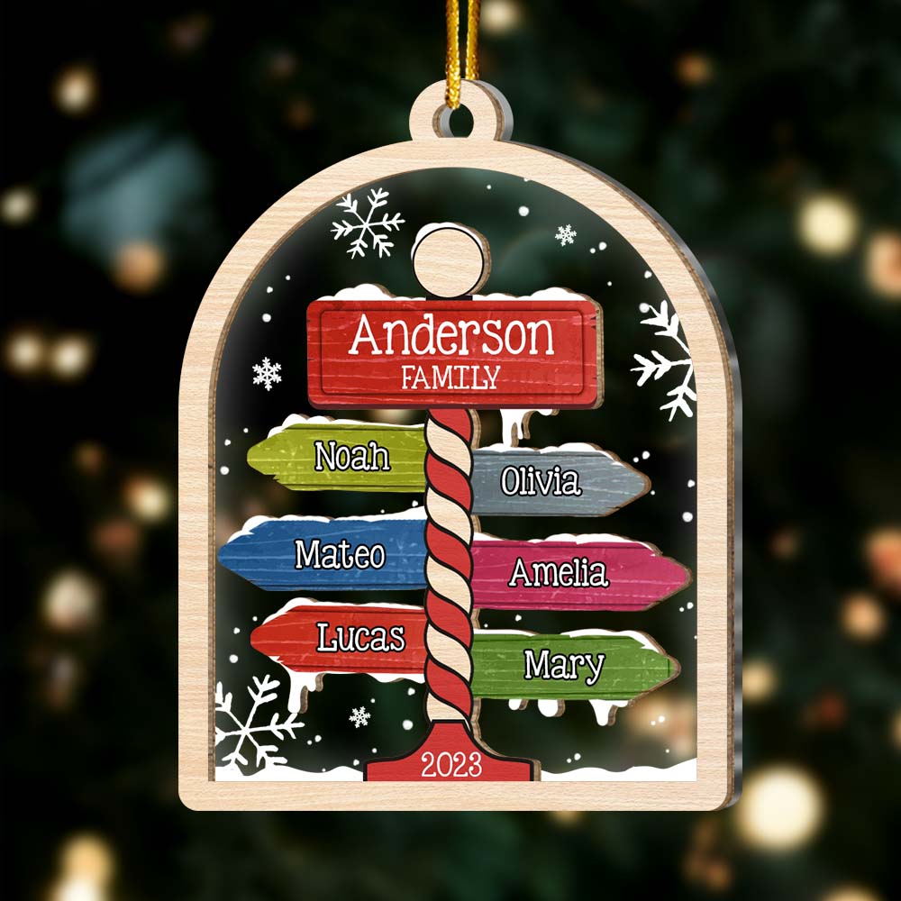 Personalized Gift For Family Merry Christmas 2 Layered Mix Ornament 30206 Primary Mockup