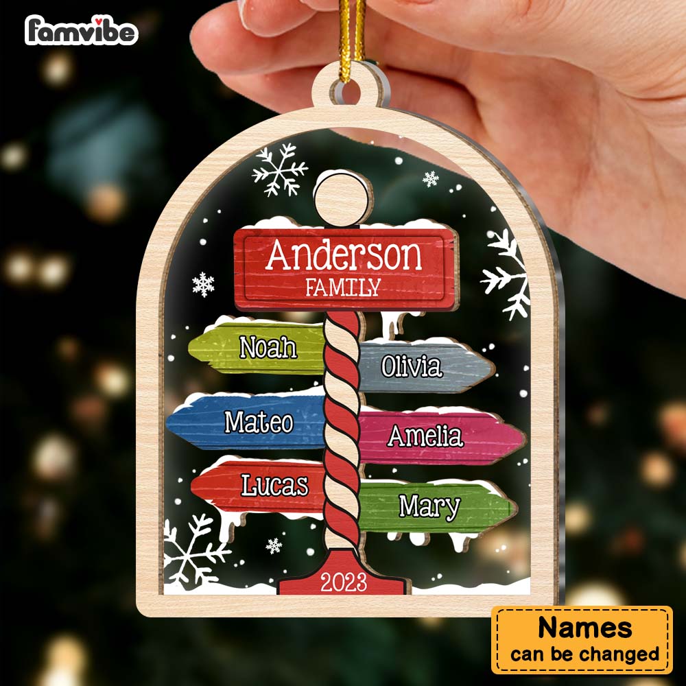 Personalized Gift For Family Merry Christmas 2 Layered Mix Ornament 30206 Primary Mockup