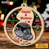 Personalized This Christmas Baby Bump Daddy And Mommy 2 Layered Mix Ornament 30207 thumb 1