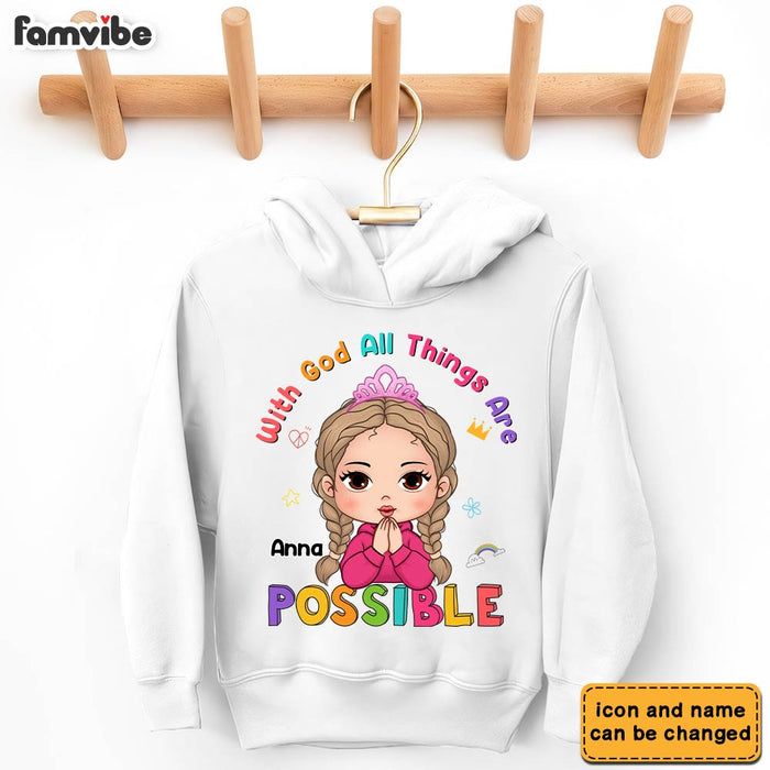 Personalized Gift For Granddaughter With God Things Possible Kid T Shirt - Kid Hoodie - Kid Sweatshirt 30229 1