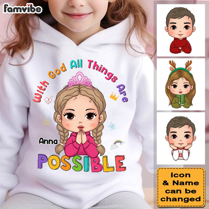 Personalized Gift For Granddaughter With God Things Possible Kid T Shirt - Kid Hoodie - Kid Sweatshirt 30229 1