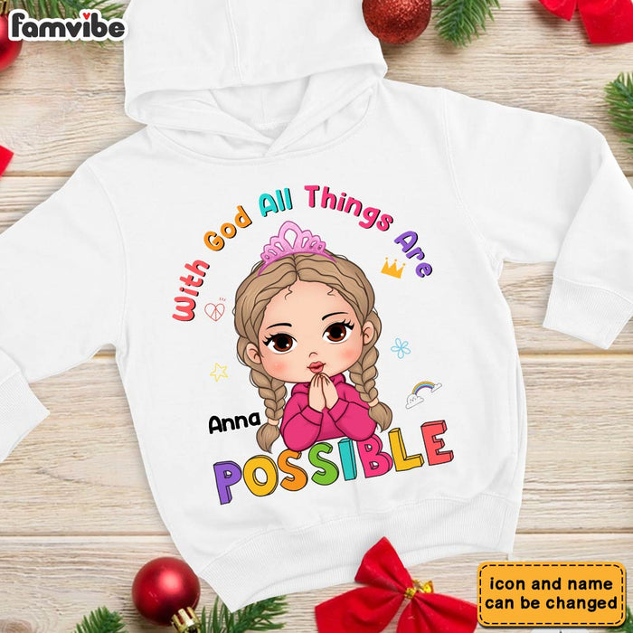 Personalized Gift For Granddaughter With God Things Possible Kid T Shirt - Kid Hoodie - Kid Sweatshirt 30229 1