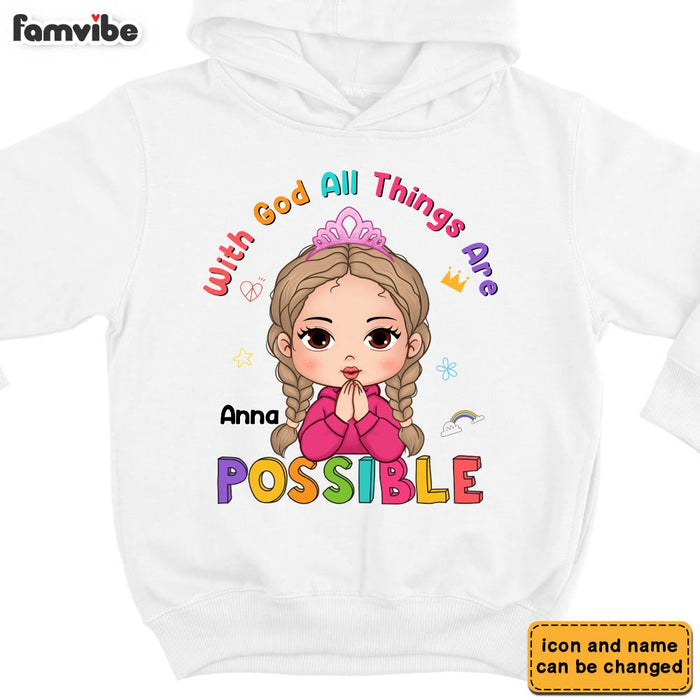 Personalized Gift For Granddaughter With God Things Possible Kid T Shirt - Kid Hoodie - Kid Sweatshirt 30229 1