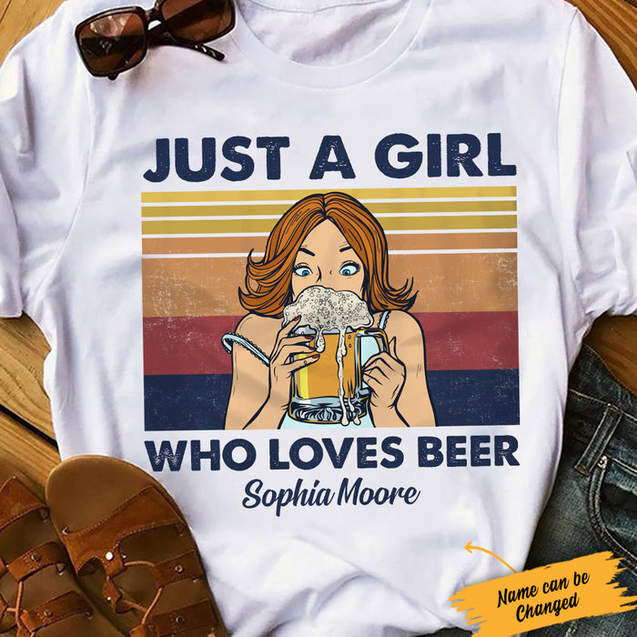 Personalized Beer Girl Just A Girl T Shirt JL272 30O34 1