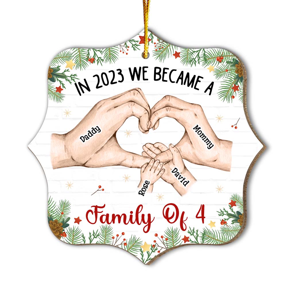 Personalized Family Hands We Became A Family Christmas Ornament 30238 Primary Mockup