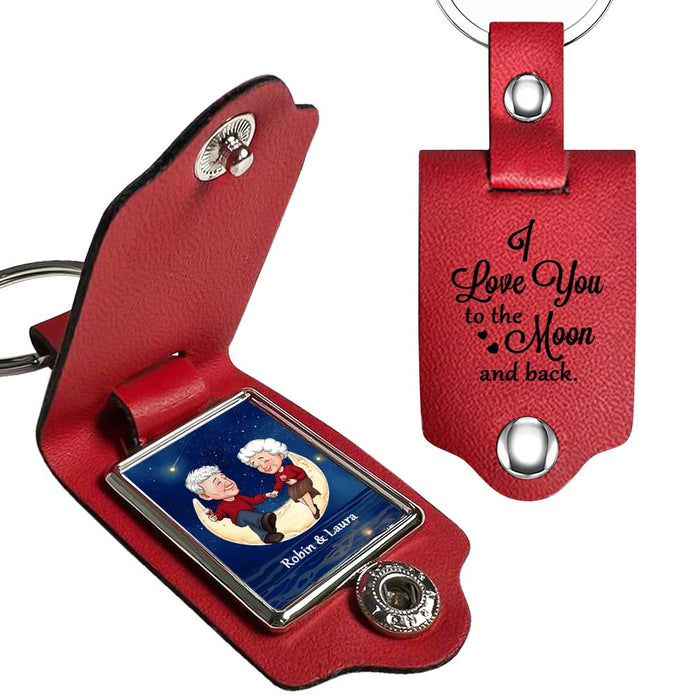Personalized Gift For Husband I Love You To The Moon And Back Leather Keychain 30252 1