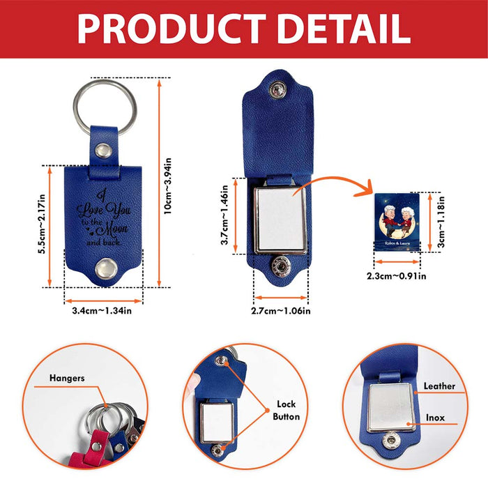 Personalized Gift For Husband I Love You To The Moon And Back Leather Keychain 30252 1