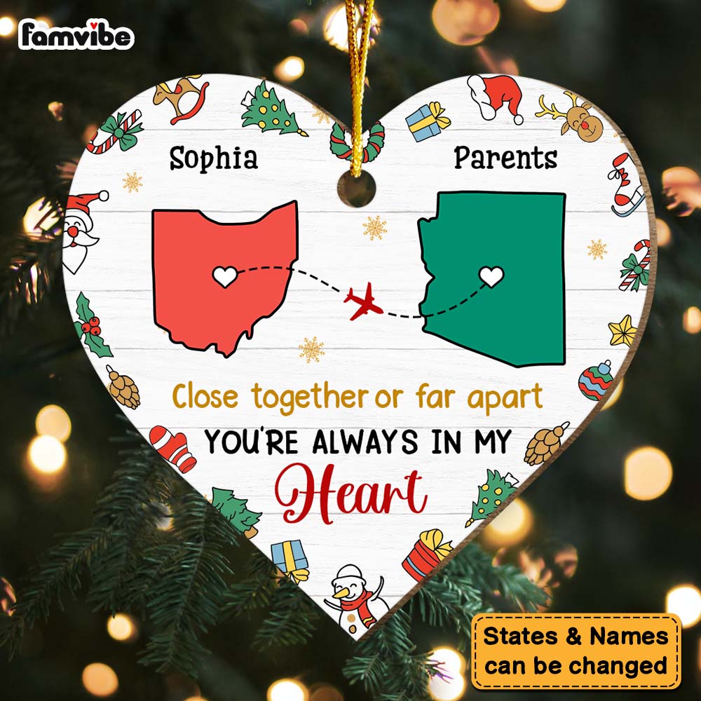 Personalized Christmas Gift For Family Long Distance Heart Ornament 30256 Primary Mockup