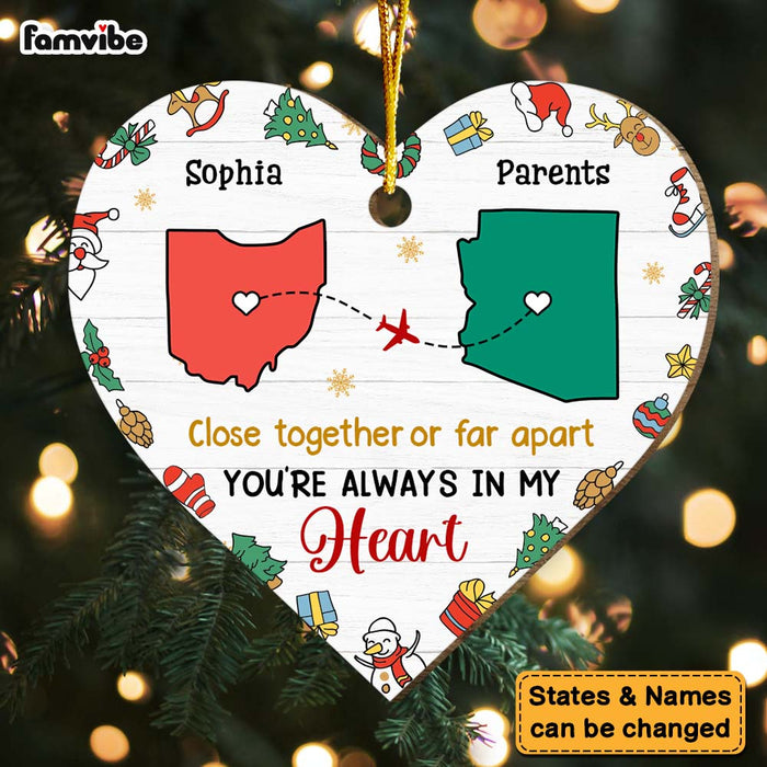 Personalized Christmas Gift For Family Long Distance Heart Ornament 30256 1