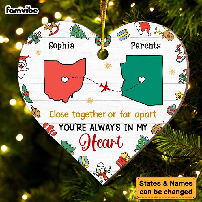Personalized Christmas Gift For Family Long Distance Heart Ornament 30256 1