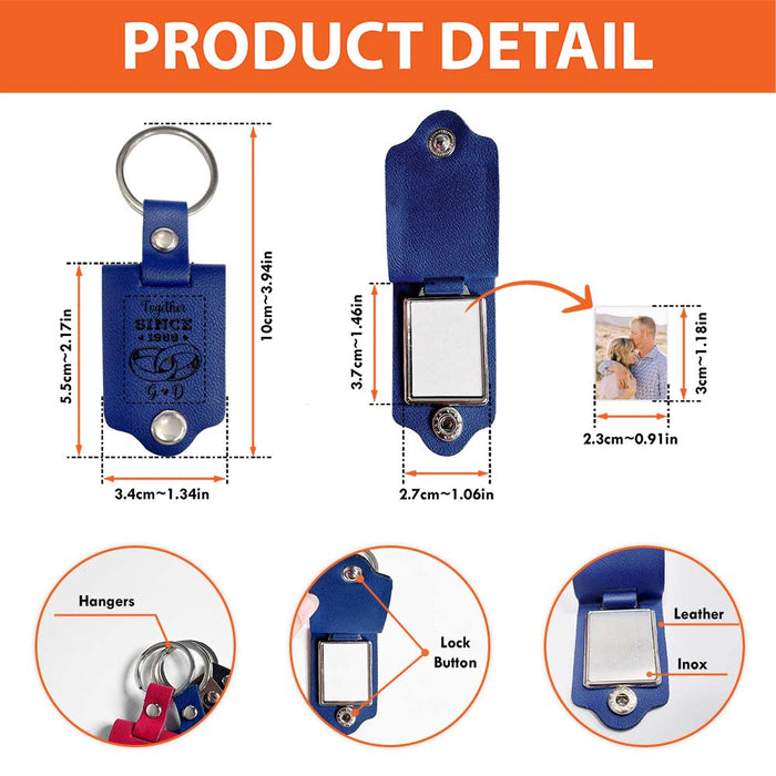 Personalized Together Since Couple Leather Photo Keychain 30269 1