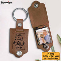 Personalized Together Since Couple Leather Photo Keychain 30269 thumb 1
