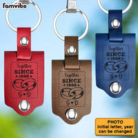 Personalized Together Since Couple Leather Photo Keychain 30269 thumb 1