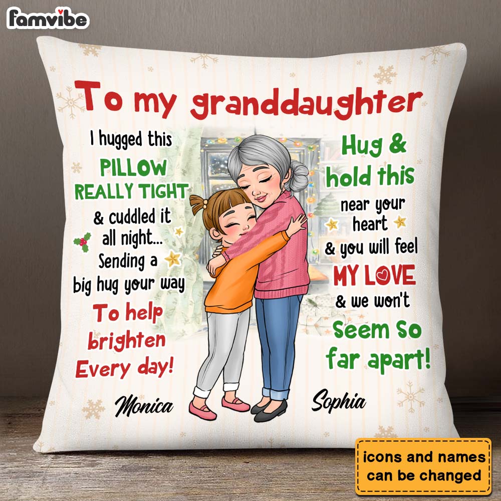 Personalized Gift For Granddaughter Sending A Big Hug Pillow 30272 Primary Mockup