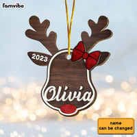 Personalized Christmas Reindeer Custom Name 2 Layered Wood Ornament 30274 thumb 1