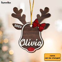 Personalized Christmas Reindeer Custom Name 2 Layered Wood Ornament 30274 thumb 1