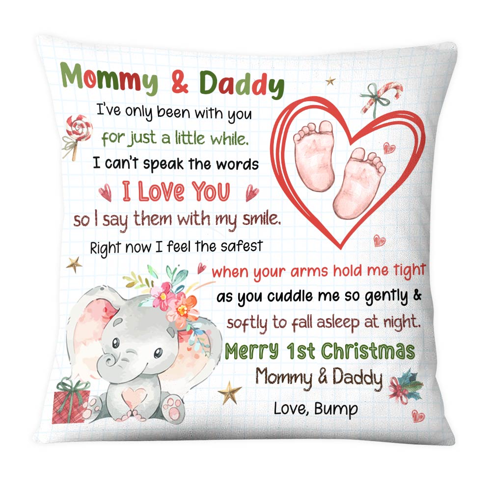 Personalized Baby's First Mommy & Daddy Right Now I Feel The Safest Pillow 30282 Primary Mockup