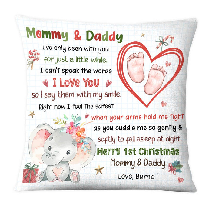 Personalized Baby's First Mommy & Daddy Right Now I Feel The Safest Pillow 30282 1