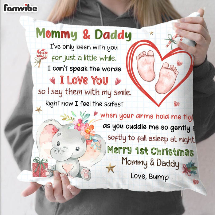Personalized Baby's First Mommy & Daddy Right Now I Feel The Safest Pillow 30282 1