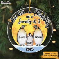 Personalized Penguin First Christmas As A Family Circle Ornament 30292 thumb 1