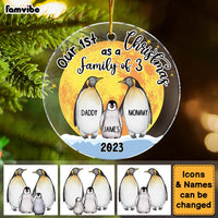 Personalized Penguin First Christmas As A Family Circle Ornament 30292 thumb 1