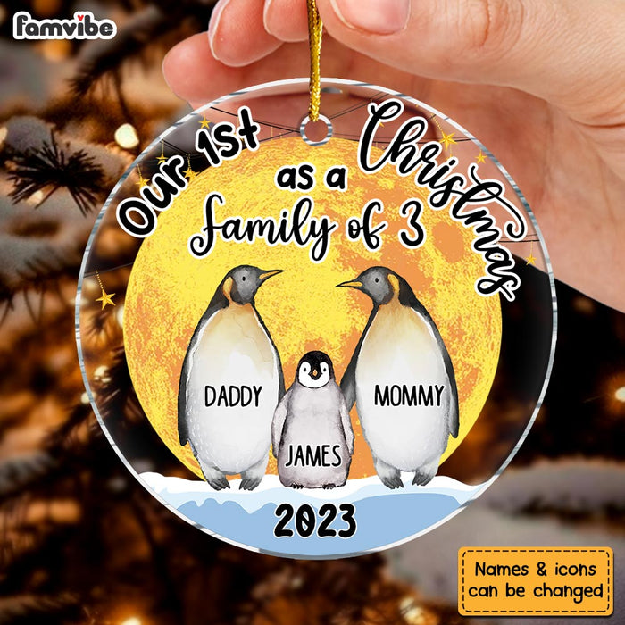 Personalized Ugly Sweater Penguin Family - 6 Christmas Ornament