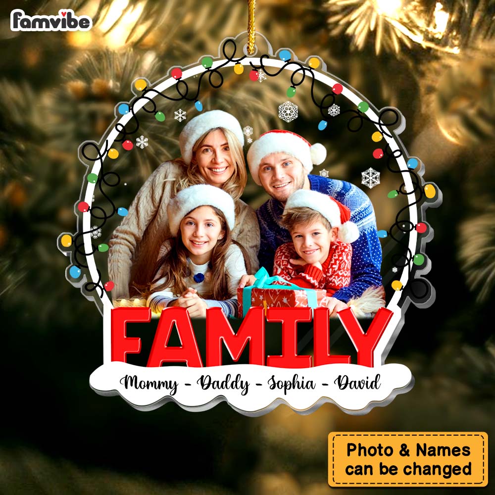 Personalized Family Christmas Upload Photo Ornament 30304 Primary Mockup