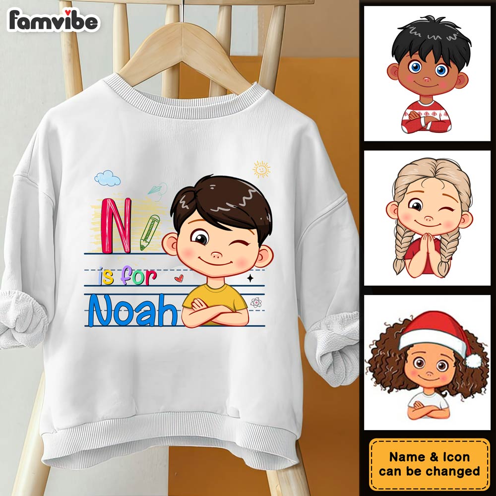 Personalized Gift For Grandson Alphabet Kid Name Kid T Shirt - Kid Hoodie - Kid Sweatshirt 30306 Mockup 2